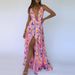 Fashion Sleeveless High Waist Split Long Dress New Summer Backless Slim Party Dresses Ladies Deep V Sequin Printed Evening Dress_ecoleips.com