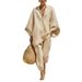 Women's Clothing Women's Casual Style Batwing Sleeve V Neck Relaxed Loose Fit Suit Spring Summer Fashion For Formal & Casual For Women_ecoleips.com