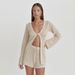 2025 New Solid Color Hollow Out Lace-Up Casual Loose Knitted Cardigan Women's Set Shorts_ecoleips.com