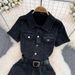 Summer Women's Premium Selection K Style Collared Denim Jumpsuit 2025 Short Sleeved Single Breasted Wide Leg Shorts_ecoleips.com