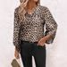 Women's Clothing V Neck Leopard Print Casual Long Sleeved Tops For Women_ecoleips.com