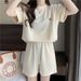 Minimalist Girl Fashion Set Hong Kong Style 2025 New Summer Thin Loose Sports Two Piece Set for Women_ecoleips.com