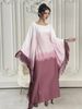 Modest Abaya Dress Elegant Middle Eastern Abaya Dress With Fringe & Gradient Design - Loose Fit Long Robe For Women, Batwing Sleeves, Flowy Maxi Dress_ecoleips.com
