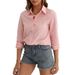 European And American 2026 New Style Shirt, Solid Color Loose Top, Long Sleeve Fashionable Turn-down Collar Commuting_ecoleips.com