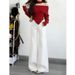 Women's High-Rise White Embroidered Flared Jeans – Vintage 70s Bell Bottom With Boho Stitching & Non-Skinny Fit For Spring_ecoleips.com