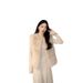 Aria Basics Autumn And Winter Atmosphere, Gentle White Moonlight, Women's High-end Slim-fit Thick Eco-friendly Fur Vest With Leather_ecoleips.com