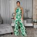 Women's Clothing Women's Sleeveless Halter Neck Jumpsuit Printed Belt Style Top For Formal & Casual For Women_ecoleips.com