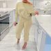 Women's Clothing Sexy Solid Color Casual Basic Sweater Two-Piece Set Can Be Worn On The Shoulder_ecoleips.com