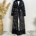 Modest Abaya Dress/Muslim Dress Women Fashionable Women's Lace Cardigan Leaf Embroidery Sequins Muslim Fashion_ecoleips.com
