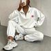 Women's Quarter Zipper Stand Collar Long Sleeve Sweatshirt And Jogger Pants Set Casual Comfortable Two-Piece Outfit In Multiple Colors_ecoleips.com