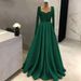 Women's Elegant Plus Size Evening Ball Dress V Neck Long Sleeve With Side Slit Regular Thickness For Summer Spring/Autumn_ecoleips.com