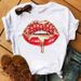 Summer Foreign Trade Goods: Colorful Lips Simple Women's Round-neck Retro Short-sleeve Top_ecoleips.com