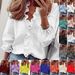 Women's Long Sleeve Ruffled Blouse Spring Summer European American Style Solid Color Top For Ladies_ecoleips.com