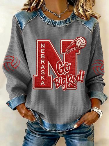 Women's Long-Sleeve Waffle Knit T-Shirt 3D Printed Retro Streetwear Top Unisex-Friendly Cut 5 Colors S-5XL_ecoleips.com