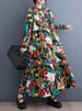 2025 Spring Autumn New Patchwork Vintage Print Dresses For Women Long Sleeve Loose Casual Midi Dress Fashion Elegant Clothing_ecoleips.com