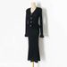 Women's Clothing Autumn And Winter Style Lady Temperament Slim V Neck Ruffled Long Sleeves Mid Length Knitted Fishtail Dress_ecoleips.com