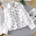 Verve French Court Style 3D Floral Stage Outfit Women's Chiffon Shirt Hollow Lantern Sleeve Fashionable Mesh Blouse For Women_ecoleips.com