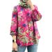 Modest Floral Print Muslim Blouse – 3D Embroidery Bubble Sleeve Top (S-5XL) – Breathable Polyester_ecoleips.com