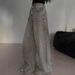 Cross-Border Style Spring And Autumn New American Retro Draped Jeans For Women High Waist Wide Leg Loose Straight Long_ecoleips.com