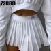 Women's Clothing Fashion Pleated Letter Embroidery Short Elastic Waist Mini Tennis Skirt_ecoleips.com