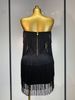 Women Sexy Off Shoulder Tassel Bodycon Bandage Dress Fancy Club Celebrity Elegant Evening Party Mini Dress Birthday Vestido VV3F_ecoleips.com