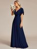 Women's Clothing Hand Folded Large Swing Double V Neck Trumpet Sleeve Chiffon Banquet Bridesmaid Plus Size Evening Dress_ecoleips.com