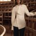 Slim Fit Women's Cotton Shirt Long Sleeved White Collared Crossover Design Irregular Cardigan Top New Style 2025_ecoleips.com