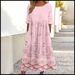 Women's Mid-Waist Summer Casual Round Neck Printed Flared Dress_ecoleips.com