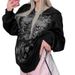 Women's Clothing Dark Themed Color Blocked Hooded Zip Up Cardigan Long Sleeved Boyfriend Style Loose Casual Jacket For Women Oversized_ecoleips.com
