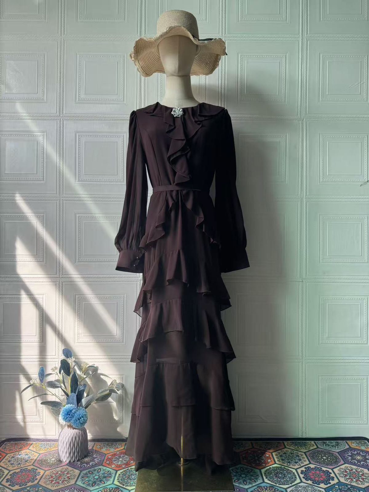 Women's Elegant Long Dress European American Style Summer Noble Waist Cinching Soft Fashion_ecoleips.com