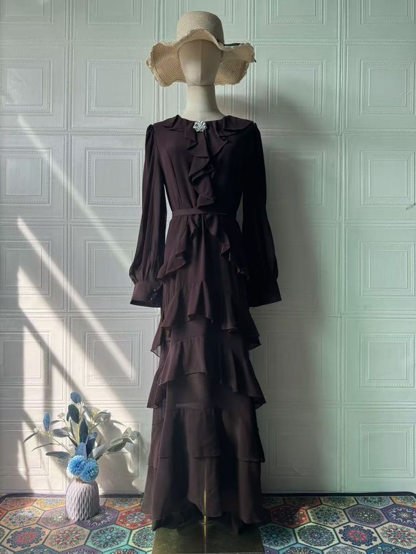 Women's Elegant Long Dress European American Style Summer Noble Waist Cinching Soft Fashion_ecoleips.com