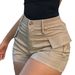 Casual Women's High-Waisted Button Cargo Shorts Street Style Pocket Detail New_ecoleips.com