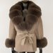 Luxury Double-Faced Wool Coat With Fox Fur Collar - Oversized Women's Winter Coat, Elegant Mid-Length Trench Coat For Casual & Office Wear_ecoleips.com