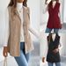 Women's Long Double-Breasted Corduroy Vest Coat With Pockets – Classic Fall/Winter Streetwear In Khaki, Burgundy & Brown_ecoleips.com