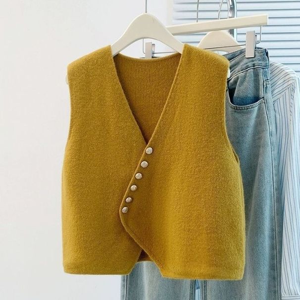 Fashionable Elegant Knitted Vest Women, Autumn Winter French Style, Simple And Stylish, Suitable For Layering As An_ecoleips.com
