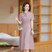 Chinese-style Summer Dress Mothers, Fashionable Noblewoman's Improved Cheongsam, Knee-length Skirt For Middle-aged And_ecoleips.com