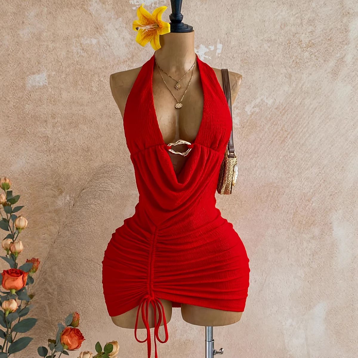 Summer Women's Backless Slim Fit Bodycon Dress Sexy Sleeveless Mini Dress for Casual Wear_ecoleips.com