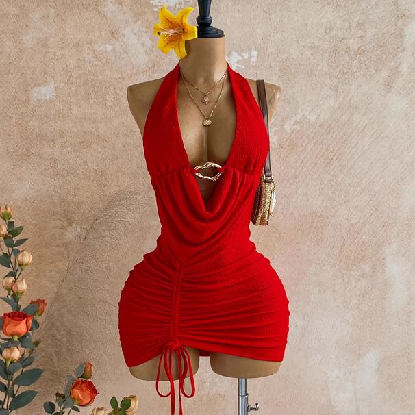 Summer Women's Backless Slim Fit Bodycon Dress Sexy Sleeveless Mini Dress for Casual Wear_ecoleips.com