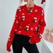 Christmas Knit Sweater For Women - Cozy Oversized Pullover With Festive Patterns, Soft Polyester Long Sleeve Tunic_ecoleips.com