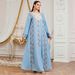 Women's Ethnic Style Long Robe Dress Floral Print Embroidered Fashionable Elegant Loose Fitting Evening Gown with Long Sleeves_ecoleips.com