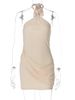 Hugcitar Halter Sleeveless Ruched Frill Sexy Elegant Mini Dress Summer Women Fashion Clothes Party Holiday Streetwear Wholesale_ecoleips.com
