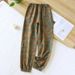 Spring Yarn-dyed Cotton Gauze Pajamas Pants Women's Retro Printed Home Pants Thin Loose Sleepwear Elastic Waist Sleep Bottoms_ecoleips.com