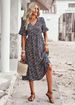 Women's Clothing Self Developed And Designed V Neck Elegant Dress Summer Short Sleeved Holiday Dress_ecoleips.com