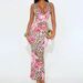 AD099 European And American Spring/summer New Women's Fashion Sexy Halter Neck Tie Slim Fit Bodycon Printed V-neck Dress_ecoleips.com