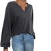 Voya Women's Daily Commuting Simple Style T-shirt For Spring And Summer Casual Versatile Loose Long Sleeved Top For Women_ecoleips.com