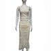 2 Piece Lace Outfit, Square Neck Ruched Crop Cami Top + High Waist Mermaid Maxi Skirt Set Two Piece Dress_ecoleips.com