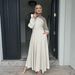 Women's plus Size Elastic Cuffs Long Sleeves Waist Cinching Full Skirt Dress LR955_ecoleips.com