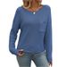Women's Best-Selling Round-Neck Sweater With Pocket Decorations And Long Sleeves_ecoleips.com