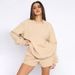 2026 Cross-border European American Spring And Autumn Solid Color Round Neck Pullover Long Sleeve Sweatshirt Women's_ecoleips.com