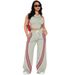 Women's Clothing Women's Fashion Casual Vest And Side Striped Sports Style Trousers Two Piece Set_ecoleips.com